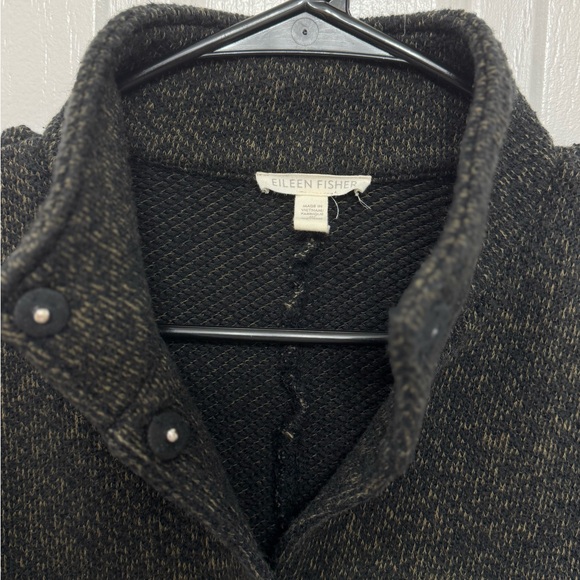 Organic Cotton Terry Stand Collar Jacket | EILEEN FISHER olive green size small - Picture 4 of 10